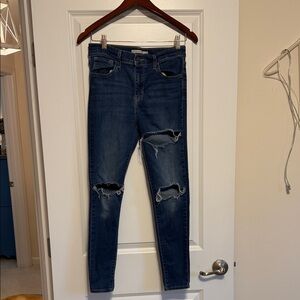 Levi's 720 High Rise Super Skinny Dark Blue Ripped Skinny Jeans